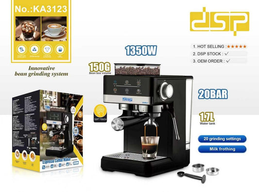 ماكينة صنع القهوة الاسبريسو DSP مع مطحنة – 1350 واط – 20 بار | موديل KA3123