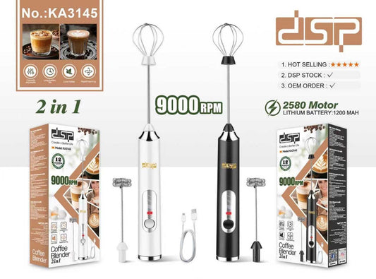 DSP 2 in 1 Coffee Blender & Milk Frother – KA3145 | 9000RPM | Rechargeable
