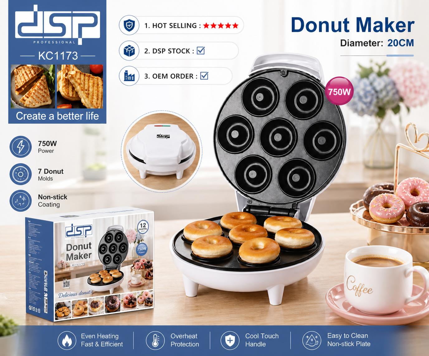 DSP Donut Maker – Model KC1173 (20CM)