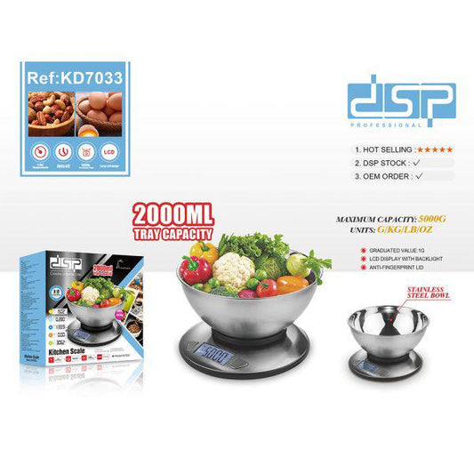 DSP Digital Kitchen Scale – KD7033 (5KG Capacity, 2000ml Bowl)