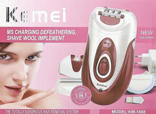 Kemei 3-in-1 Rechargeable Hair Removal System – Model KM-1888