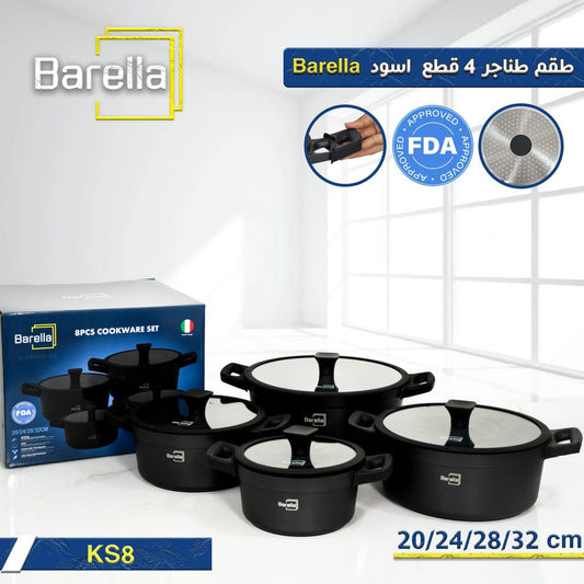 Barella Cookware Pot Set – Black (4 Pieces)