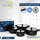 Barella Cookware Pot Set – Black (4 Pieces)