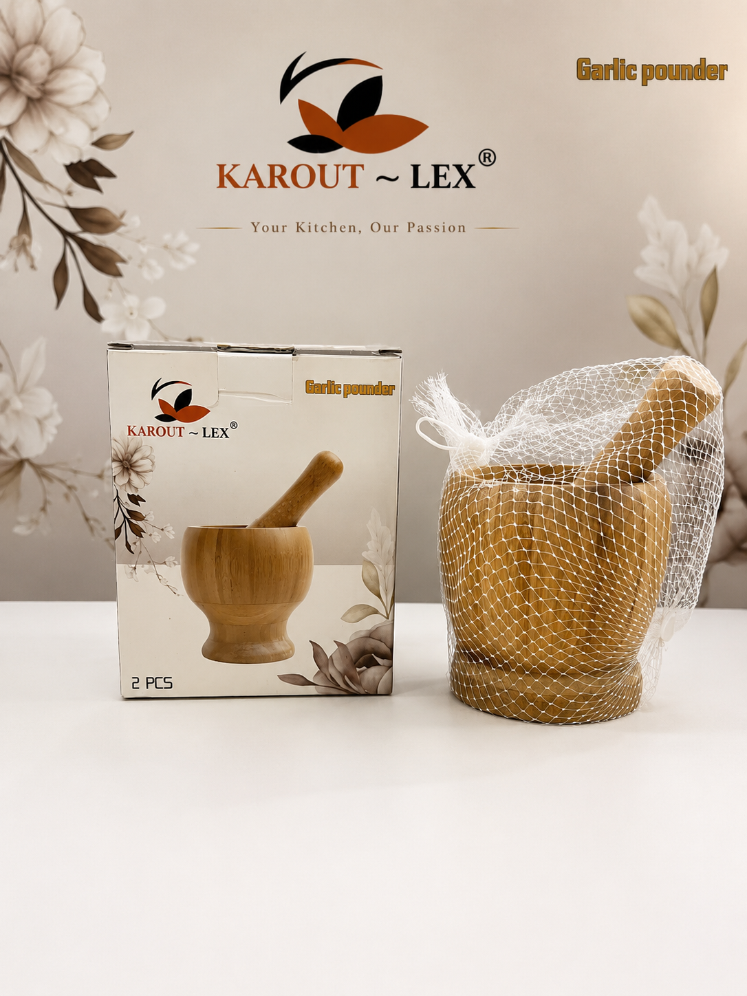 Karout Lex Wooden Garlic Pounder