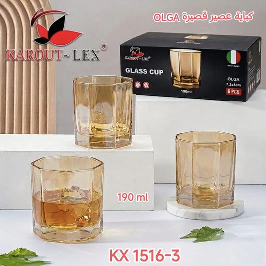 Karout-Lex Olga Glass Cup Set – Amber