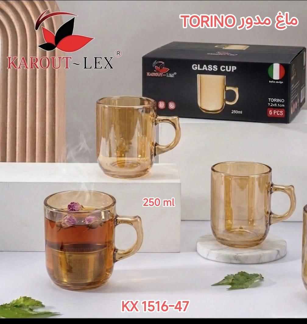 Karout-Lex Torino Glass Mug Set – Amber 250ml (6 PCS)