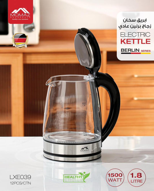Momaz Electric Glass Kettle – Berlin Series | 1.8L | 1500W