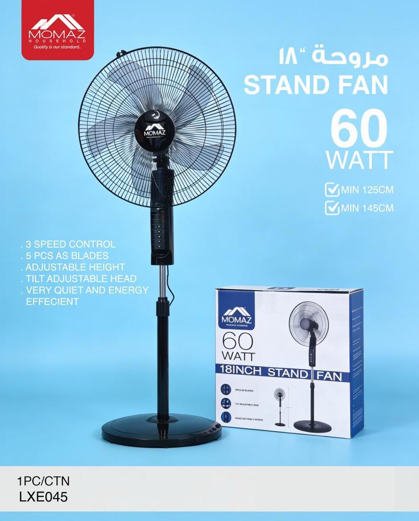 Momaz 18 Inch Stand Fan – 60 Watt