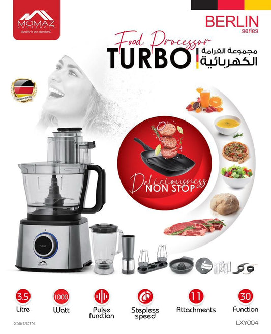 Momaz Berlin Series Turbo Food Processor 1000W – 3.5L Multifunction Kitchen Machine