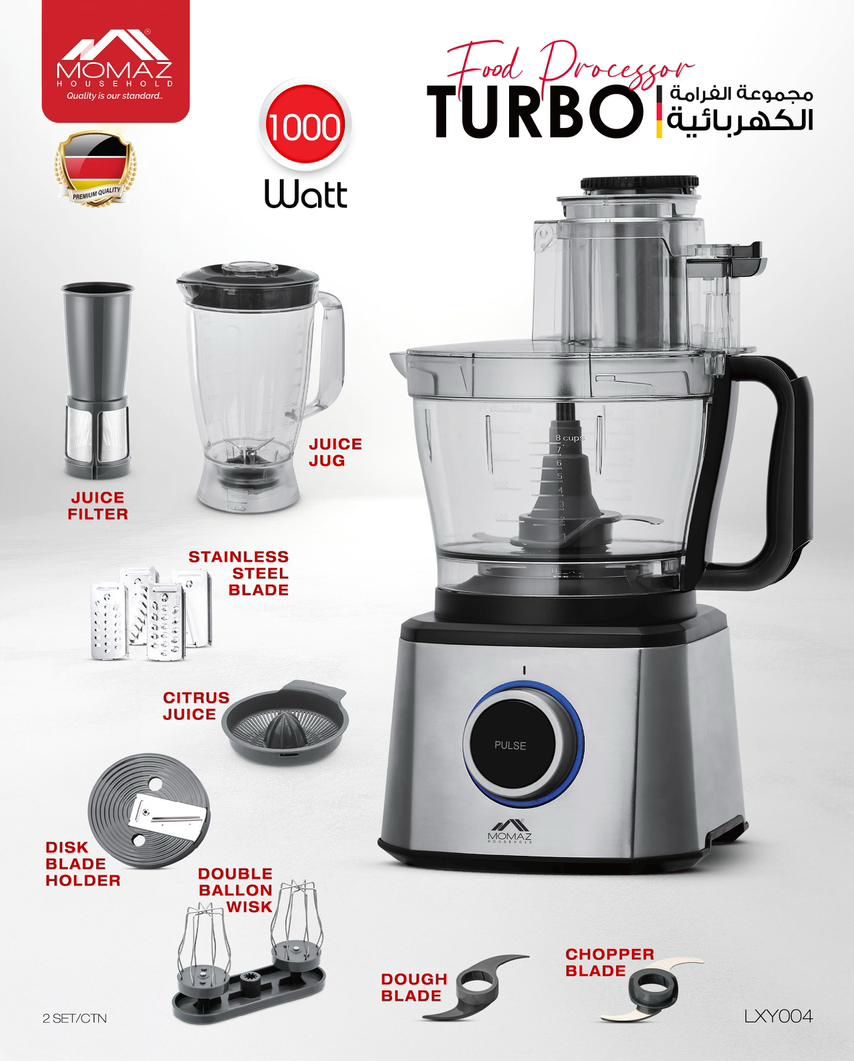 Momaz Berlin Series Turbo Food Processor 1000W – 3.5L Multifunction Kitchen Machine