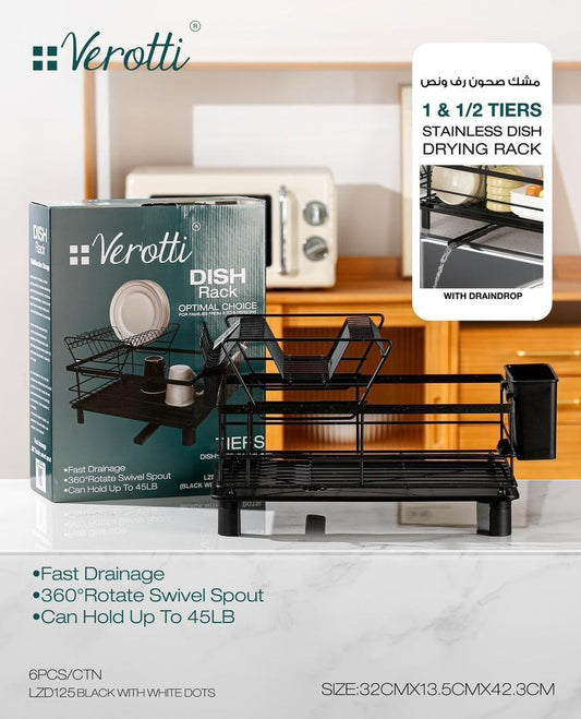MOMAZ Verotti Dish Drying Rack – 1/5 Tiers (Black) – LZD125