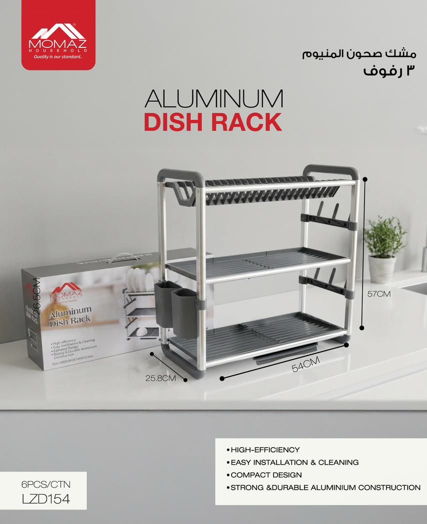 Momaz Aluminum Dish Rack – Multiple Sizes (3-Tier / 2-Tier / 1.5-Tier)