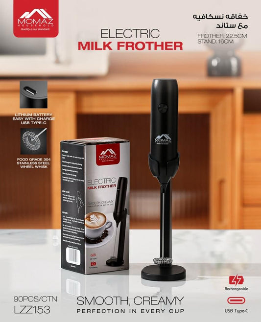 Momaz Electric Milk Frother – USB Type-C Rechargeable