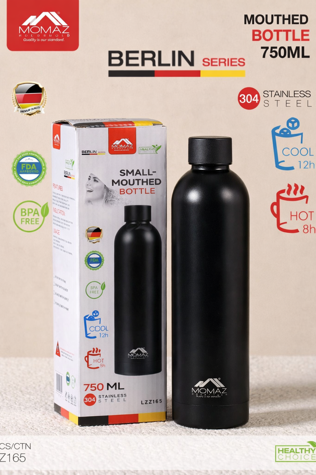 MOMAZ Berlin Series – Mouthed Bottle 750ML (Multi Colors)