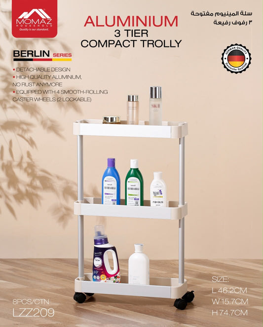 Momaz Aluminium 3-Tier Compact Trolley – LZ7209