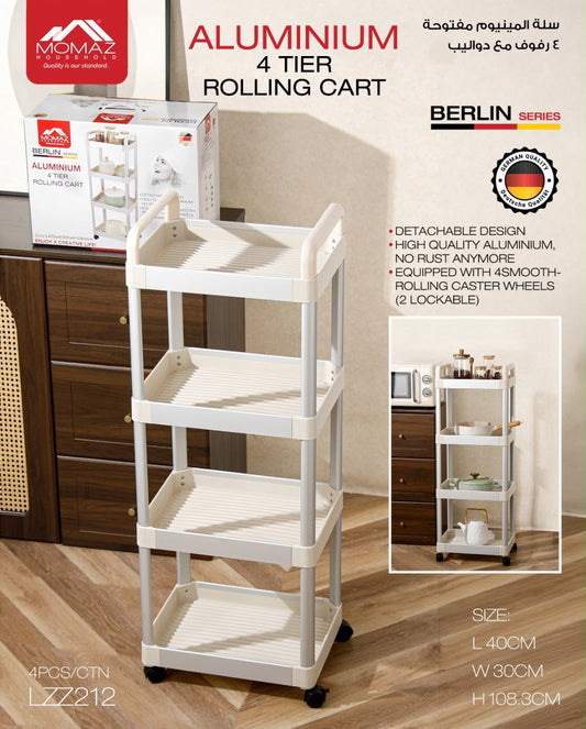 Momaz Aluminium 4 Tier Rolling Cart – LZ7212