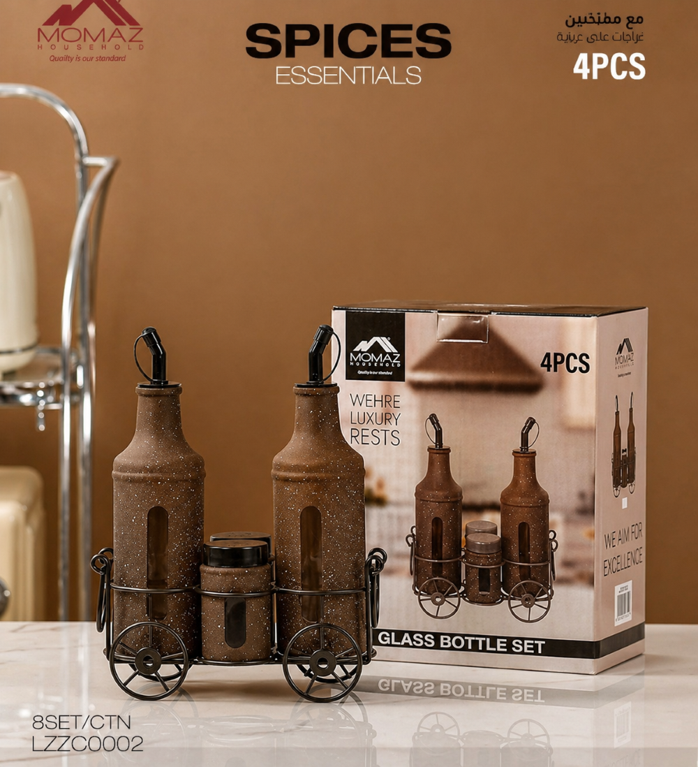 Momaz Spice Bottle Set with Stand – 4 pcs (LZZC0002)