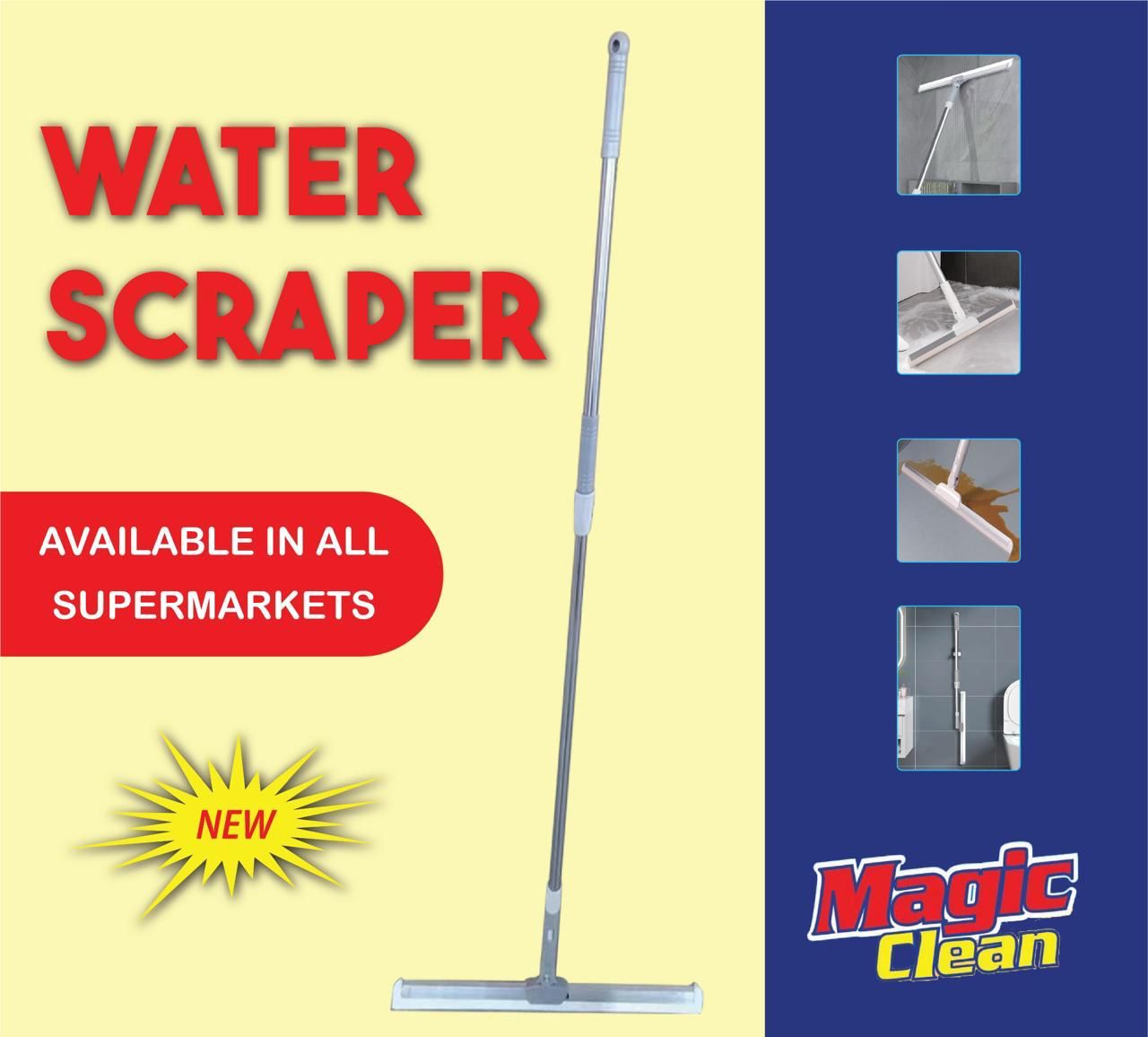 Magic Clean Water Scraper – Multi-Surface Floor & Glass Squeegee