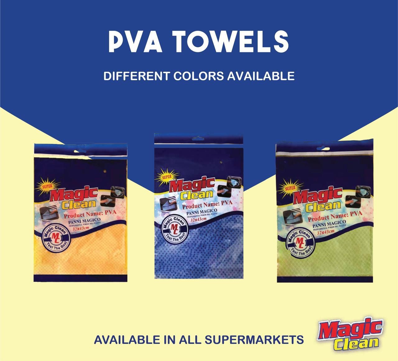 Magic Clean PVA Towels – Super Absorbent Multi-Purpose Cleaning Cloth