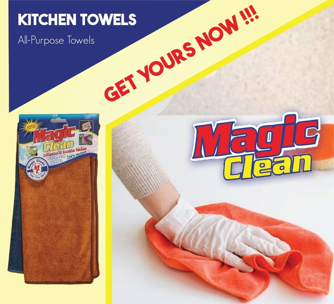 Magic Clean Kitchen Towels – All-Purpose Microfiber Cloth