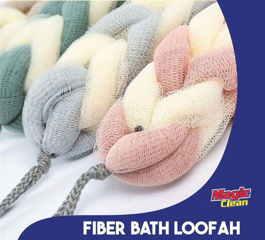 Magic Clean Fiber Bath Loofah – Soft Braided Body Scrubber
