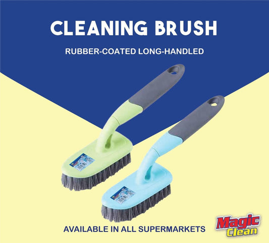 Magic Clean Cleaning Brush – Rubber-Coated Long-Handled Scrub Brush