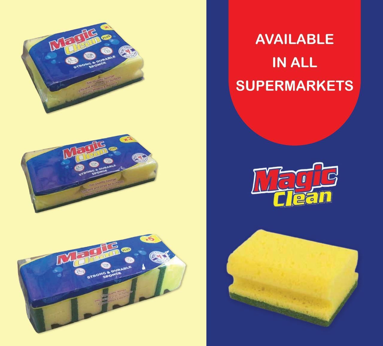 Magic Clean Heavy Duty Sponges – 3 Pieces