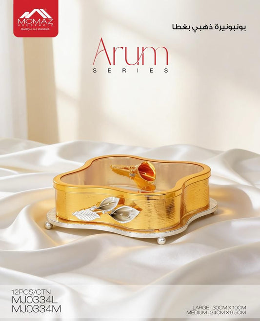 Momaz Arum Series Luxury Gold Bonboniere with Lid
