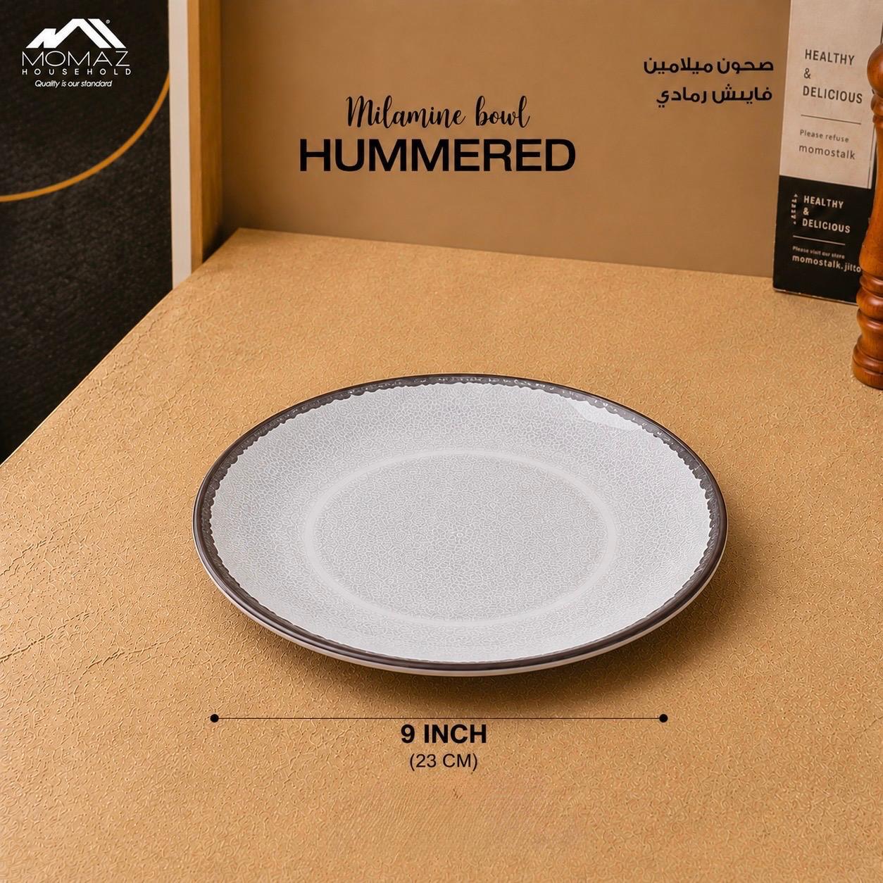 Momaz Hammered Melamine Flat Plate – Grey