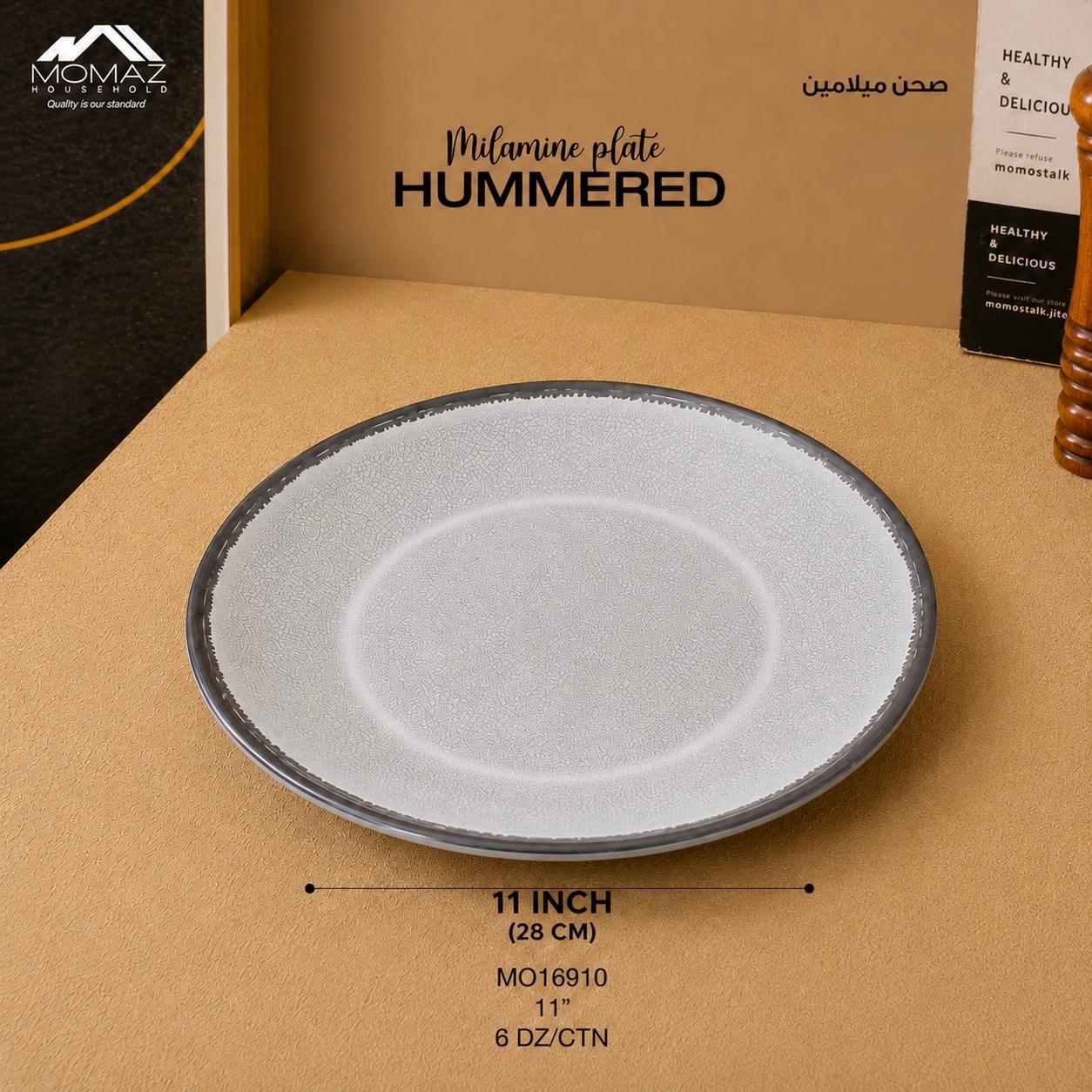 Momaz Hammered Melamine Flat Plate – Grey