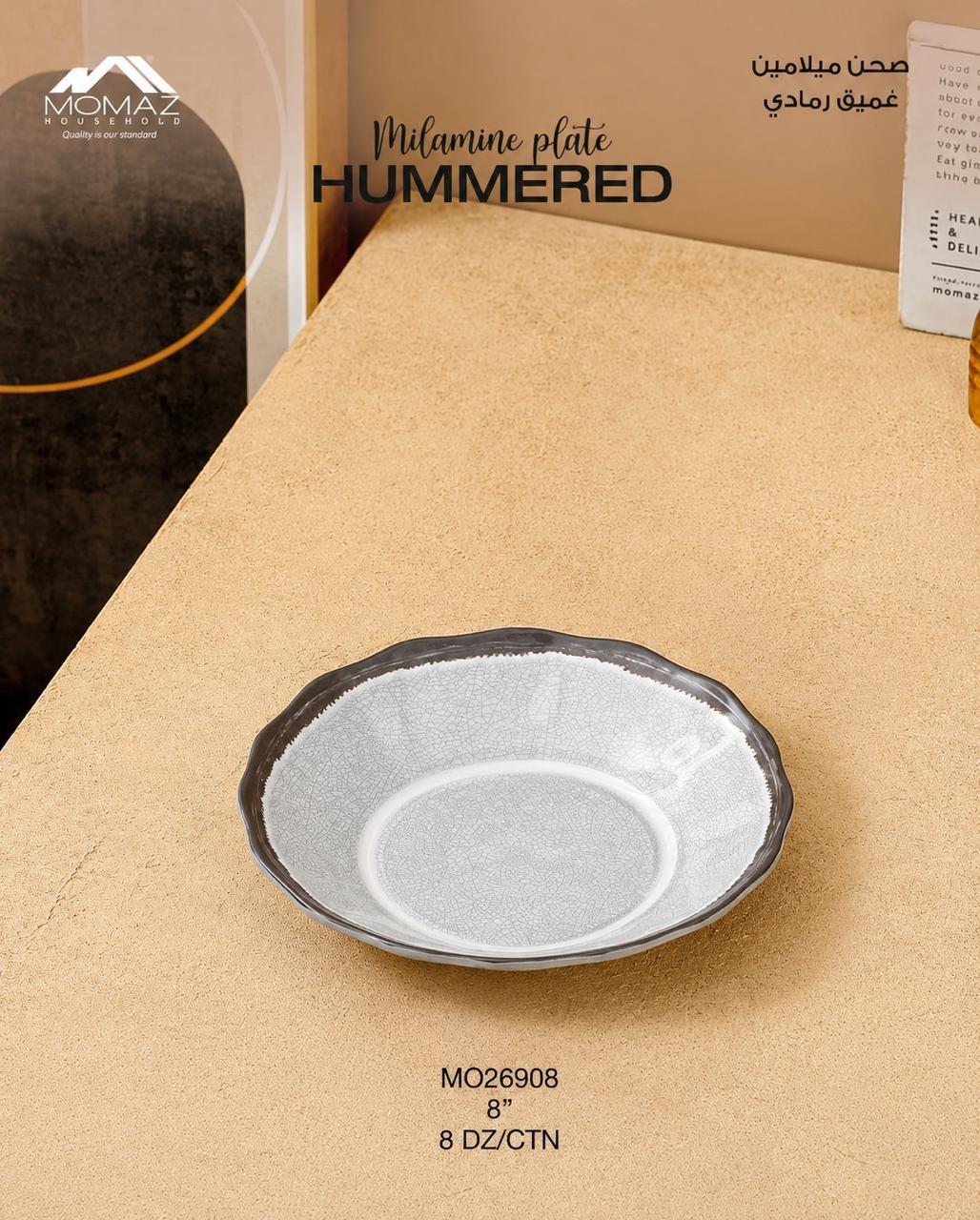 Momaz Hammered Deep Melamine Plate – Grey
