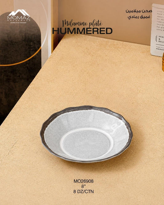 Momaz Hammered Deep Melamine Plate – Grey