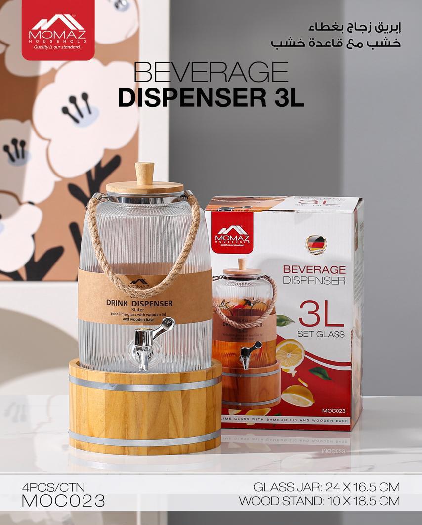 Momaz Beverage Dispenser 3L with Wooden Stand