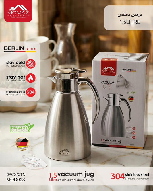 Momaz Berlin Series Vacuum Jug – 1.5L Stainless Steel