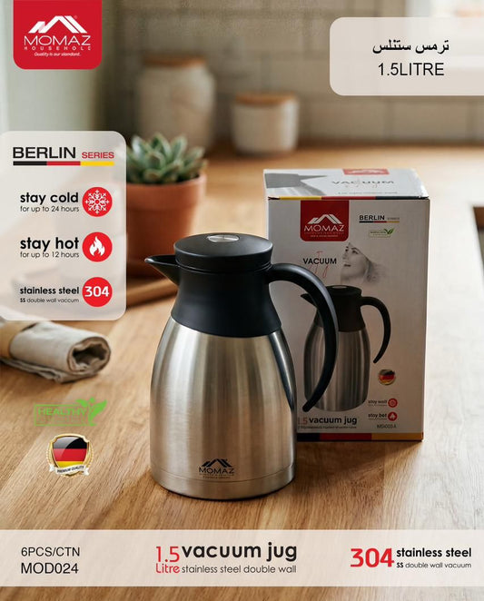 Momaz Berlin Series Vacuum Jug – 1.5L Stainless Steel