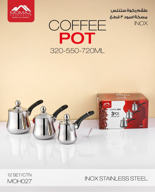 Momaz Coffee Pot Set – 3 Pieces | Inox Stainless Steel | MOH027