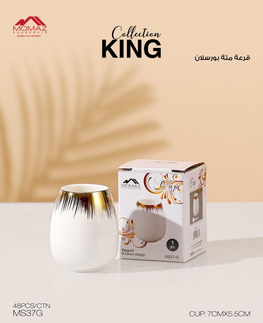 كوب بورسلين ماتي من مجموعة MOMAZ King - تصميم ذهبي أنيق
