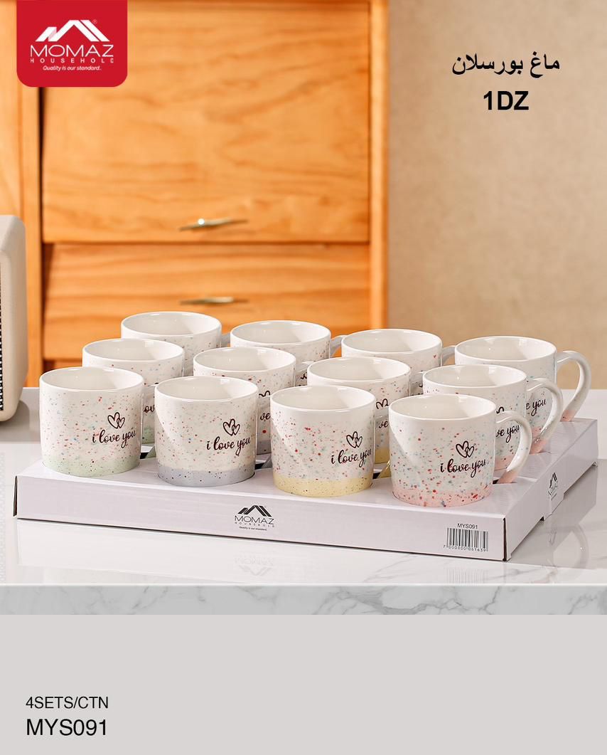 MOMAZ Porcelain Mug Set – 12PCS (I Love You Pastel Edition)