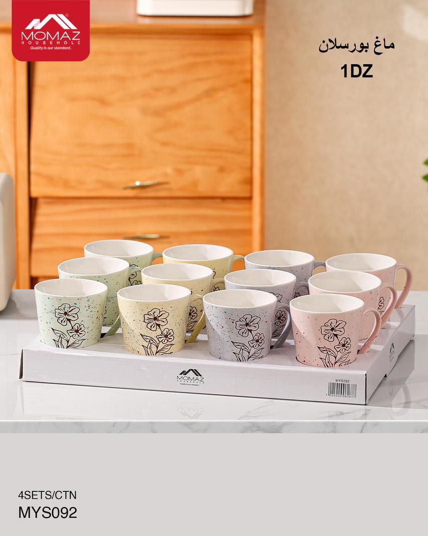 MOMAZ Porcelain Mug Set – 12PCS (Floral Design)