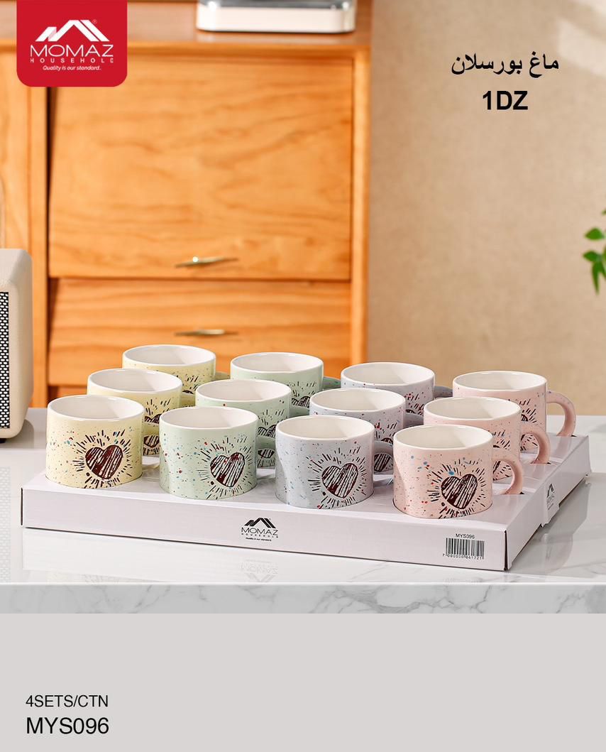 MOMAZ Porcelain Mug Set – 12PCS (Heart Design)