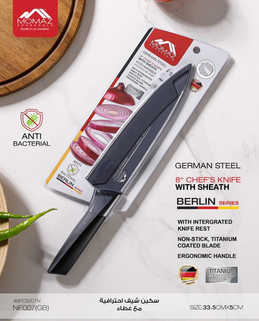 Momaz Berlin Series 8" Chef’s Knife with Sheath | NIF007(GB)