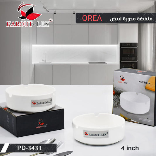 Karout-Lex OREA White Round Ashtray – 4” (PD-3433)