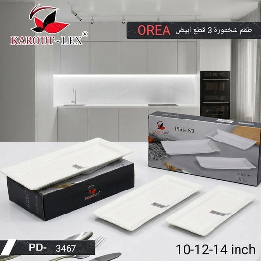 Karout-Lex OREA Rectangular Plate Set – 3 Pieces (10” / 12” / 14”) | PD-3467
