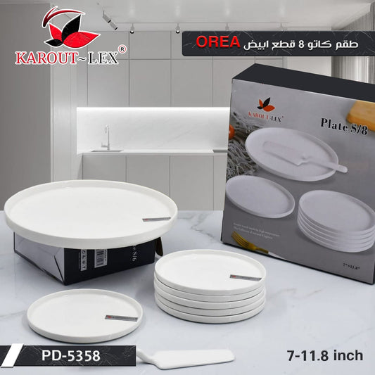 Karout-Lex OREA White Plate Set – 8 Pieces (PD-5358)