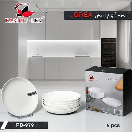 Karout-Lex OREA White Deep Plate Set – 6 Pieces (PD-979)