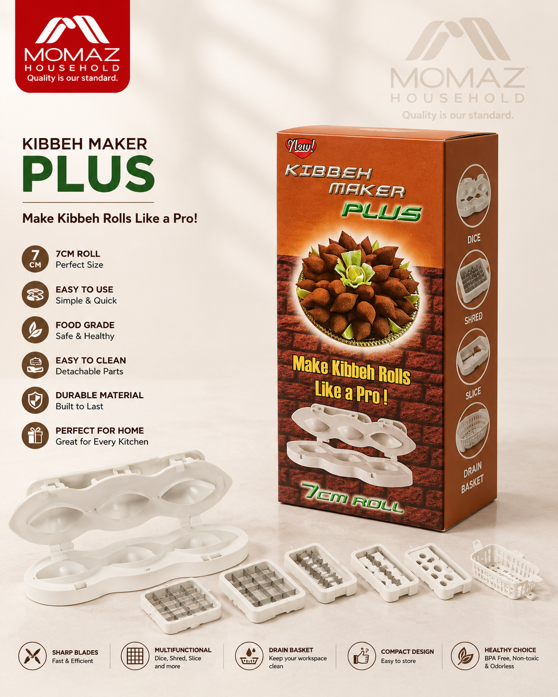 Momaz Kibbeh Maker Plus – 7CM Roll