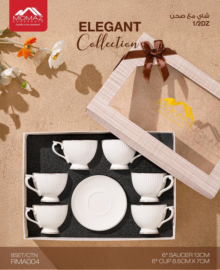 Momaz Elegant Collection Tea Cup & Saucer Set – 12 Pieces