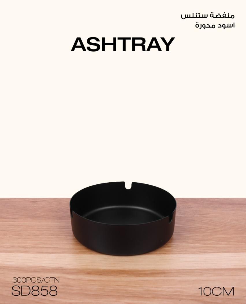 Momaz Stainless Steel Ashtray 10CM – Black Rotating Design
