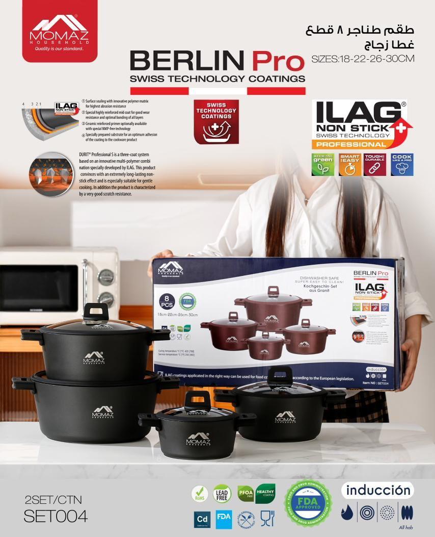 Berlin Pro Casserole Set by Momaz – Swiss Technology Coatings (8 PCS)