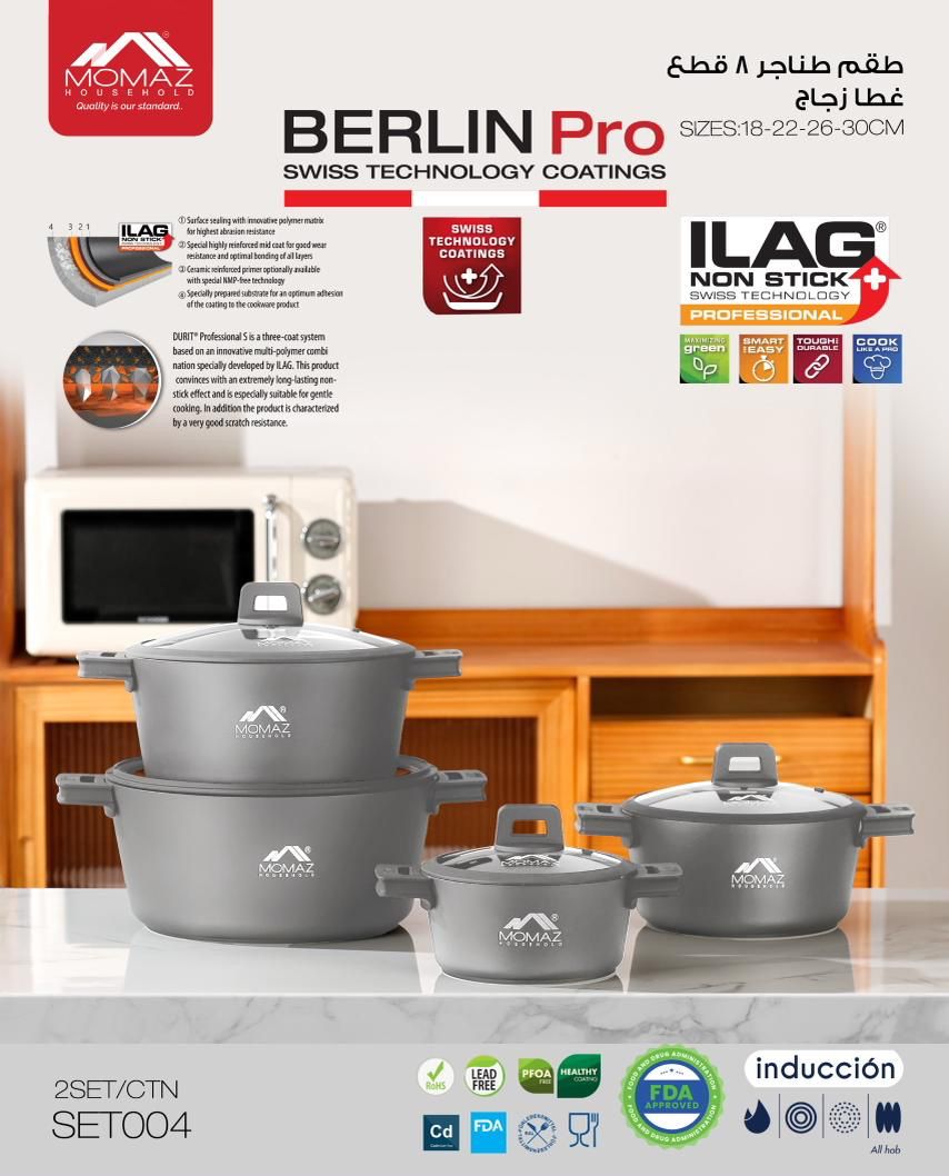 Berlin Pro Casserole Set by Momaz – Swiss Technology Coatings (8 PCS)